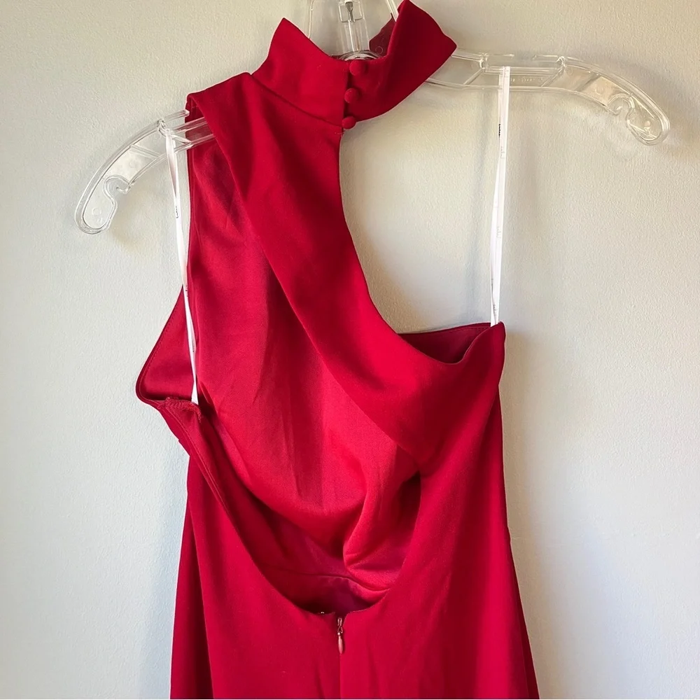 Lulu's Asymmetrical Halter Neck Red Maxi Dress - Picture 7 of 9